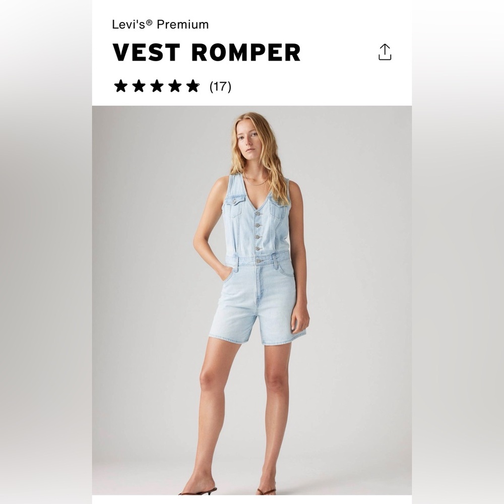 Levi's Premium Light Blue Vest Romper